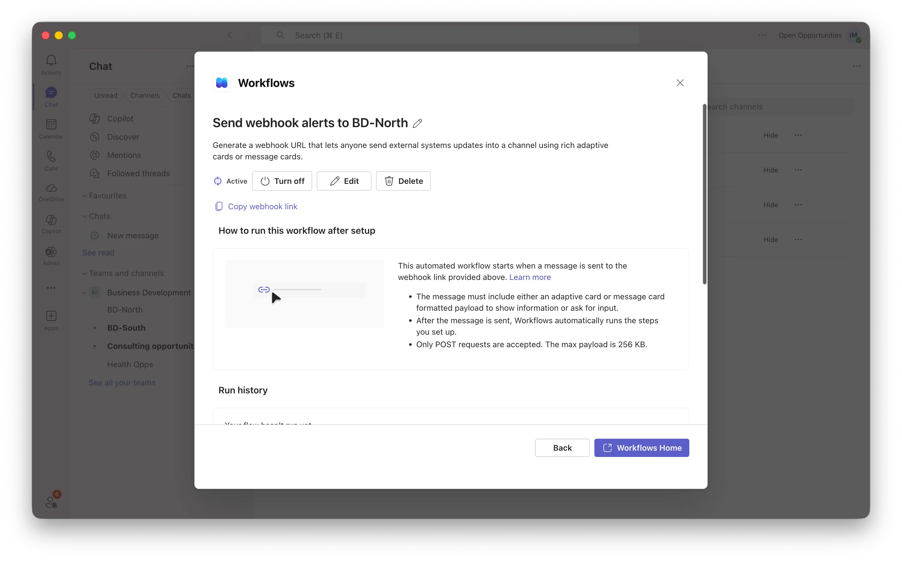 MS Teams - Webhook save url