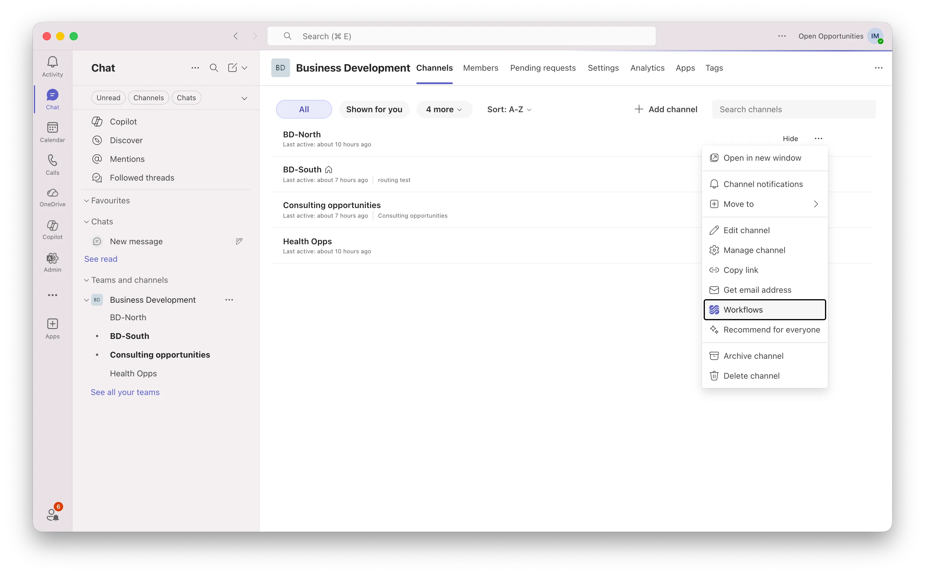MS Teams - Channel - Add a workflow