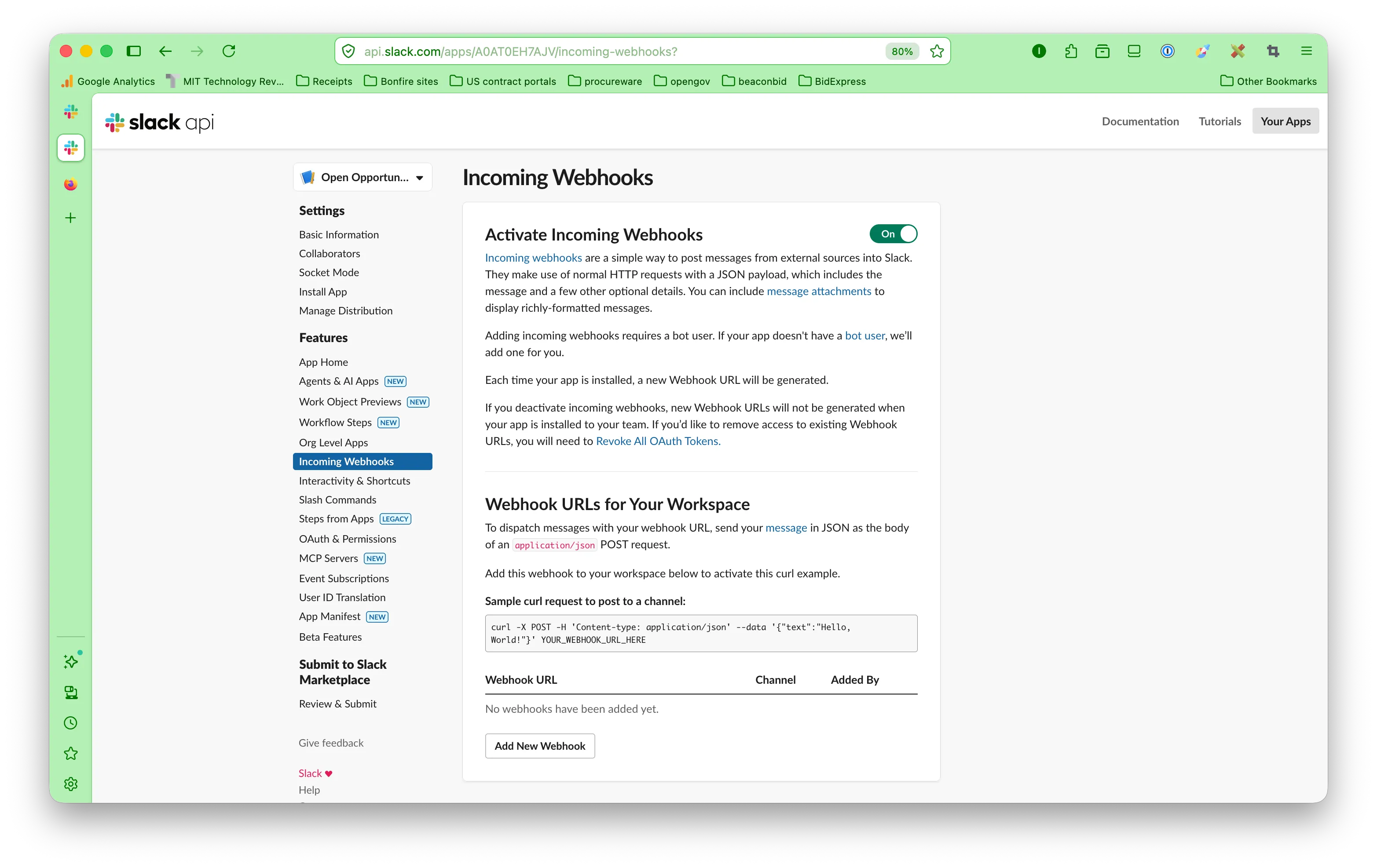 Add webhook url