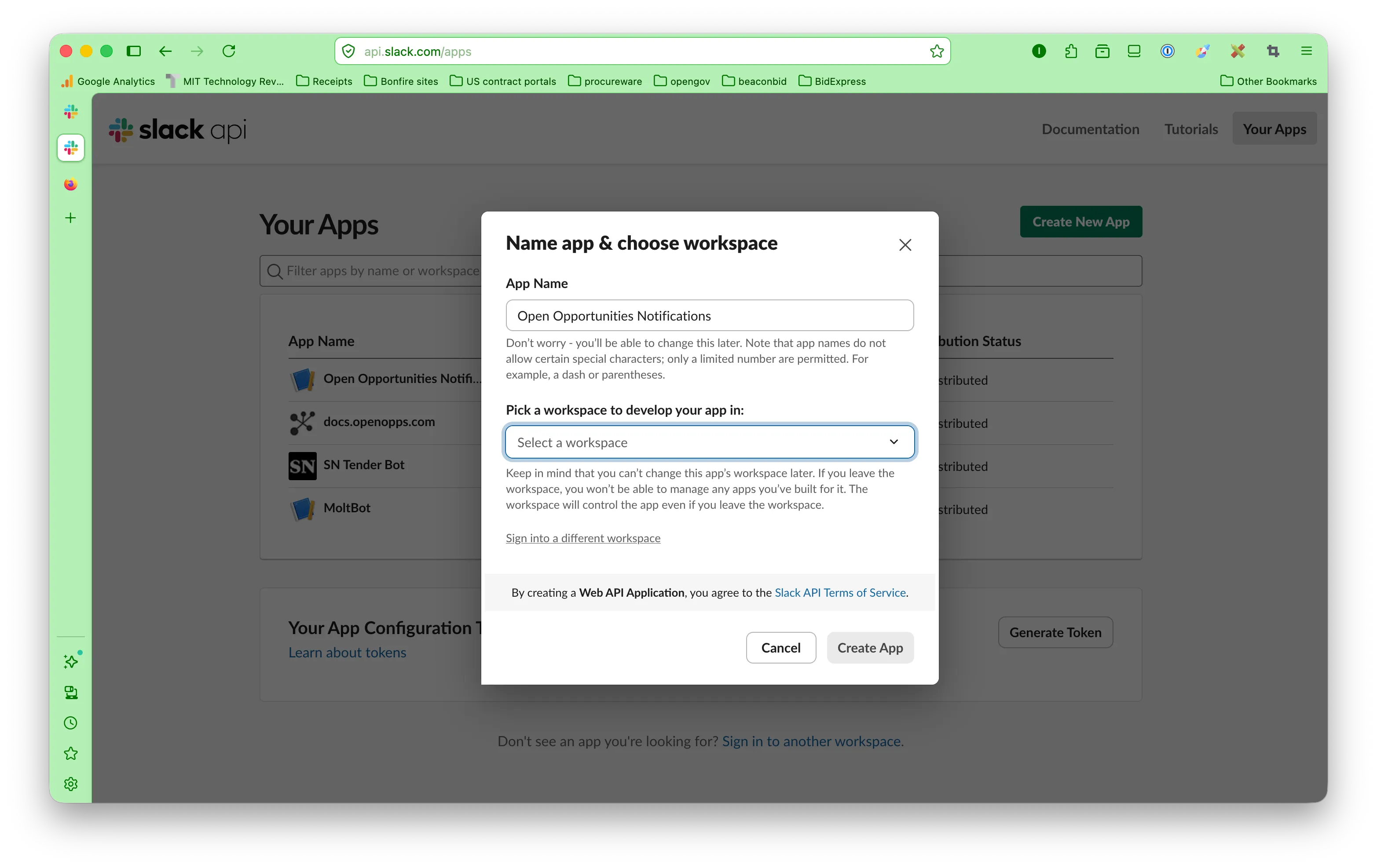 Slack Add app to workspace