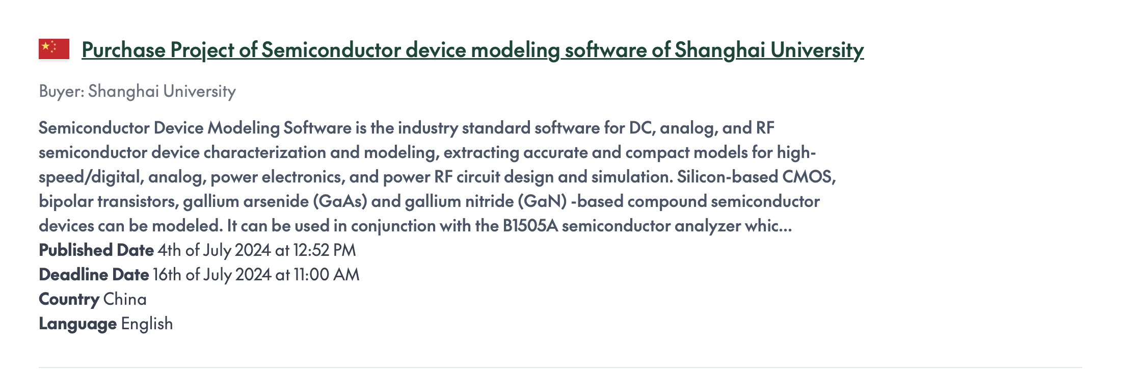 OpenOpportunities Platform: Shanghai University Tender Notice Preview